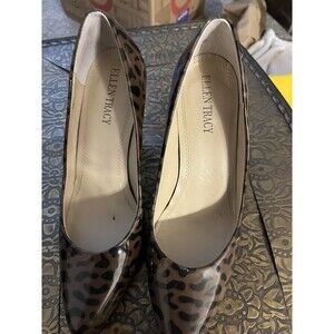 Ellen Tracy Animal Print Patent Leather Cody Pumps Size 7